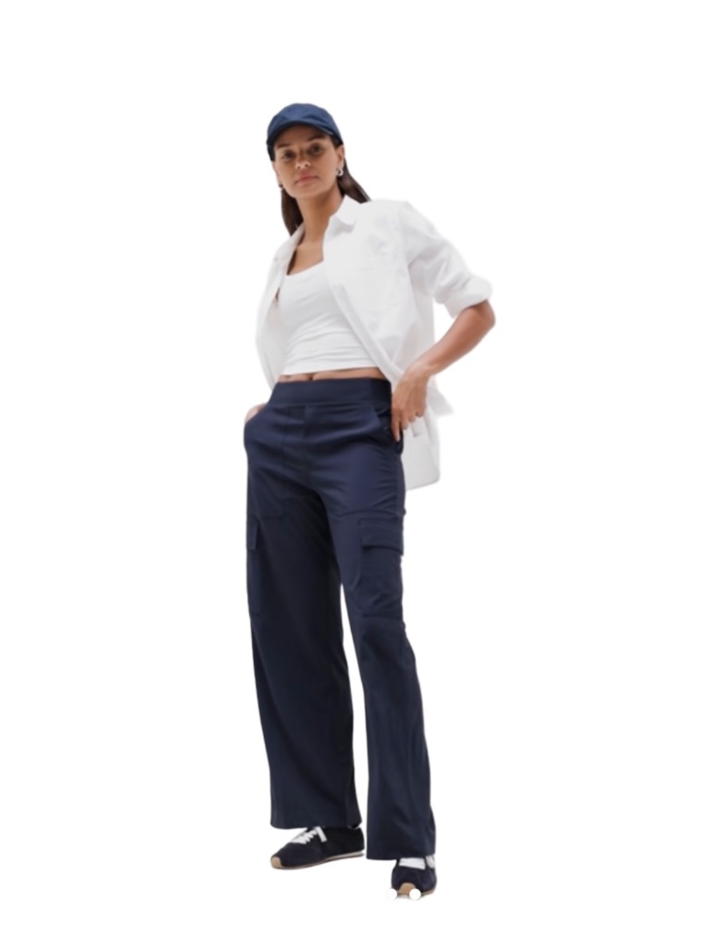 Athleta Brooklyn Heights High Rise Cargo Pant in Navy Size 14 Petite